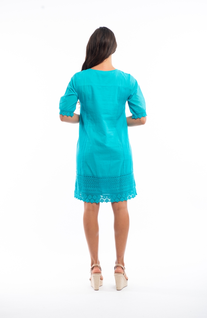 Broderie Dress Turquoise Orientique