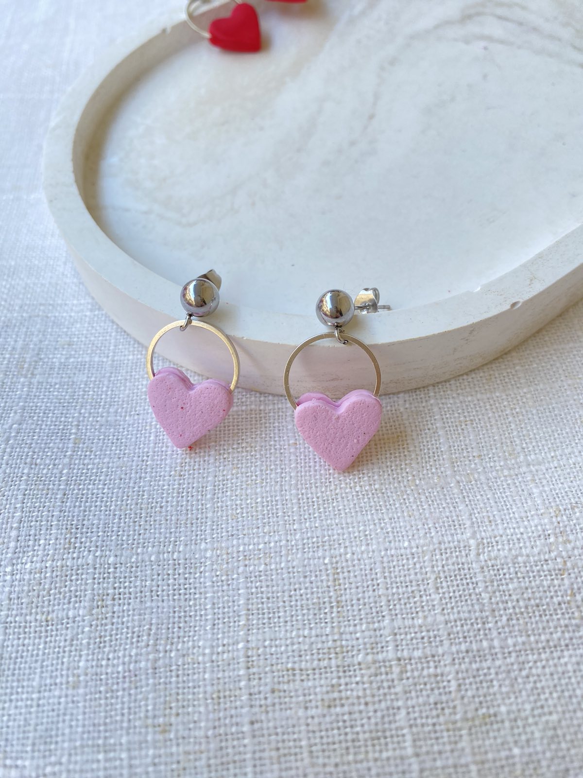 Mini Heart shape Earrings pink