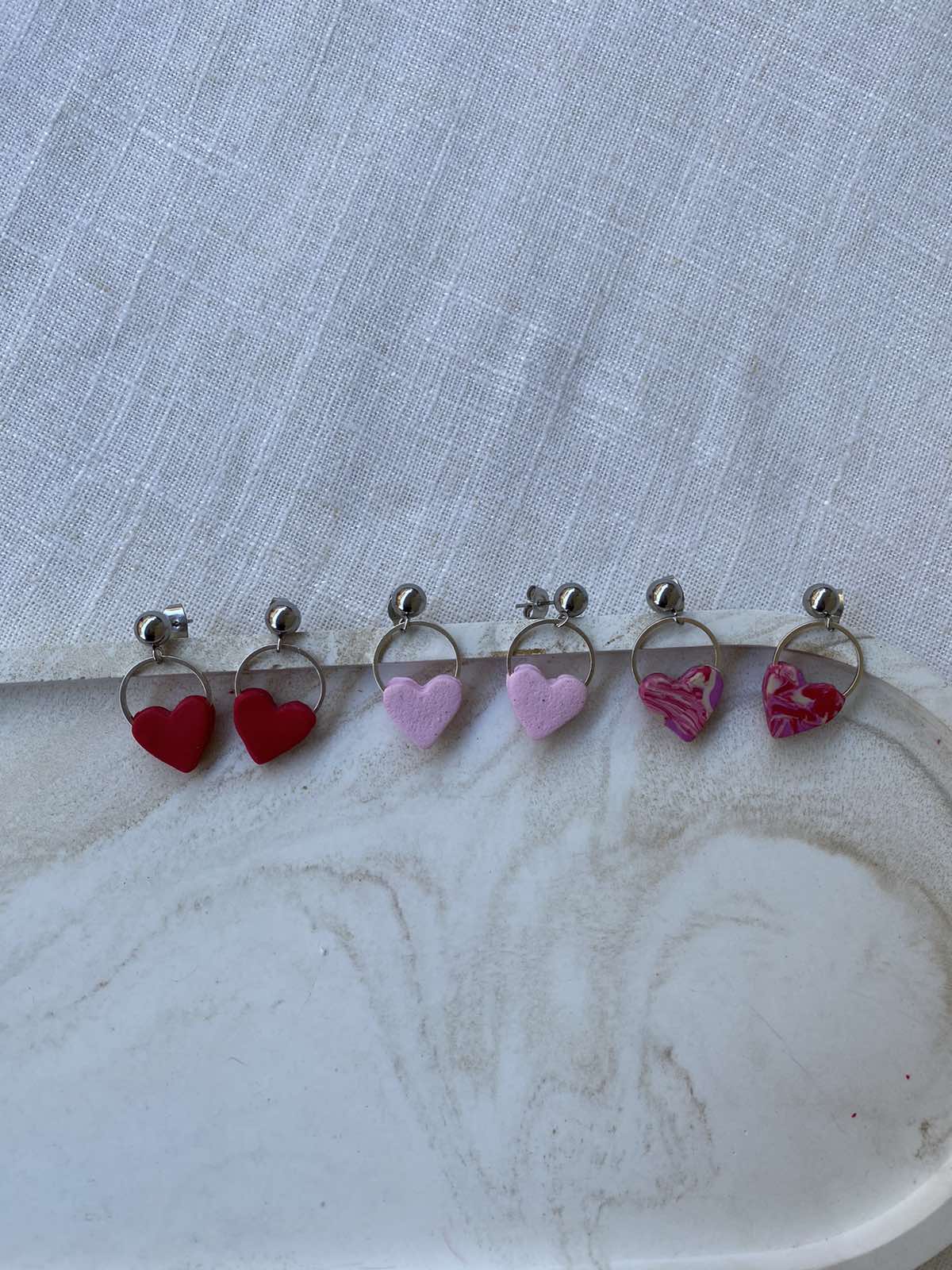 Mini Heart shape Earrings pink