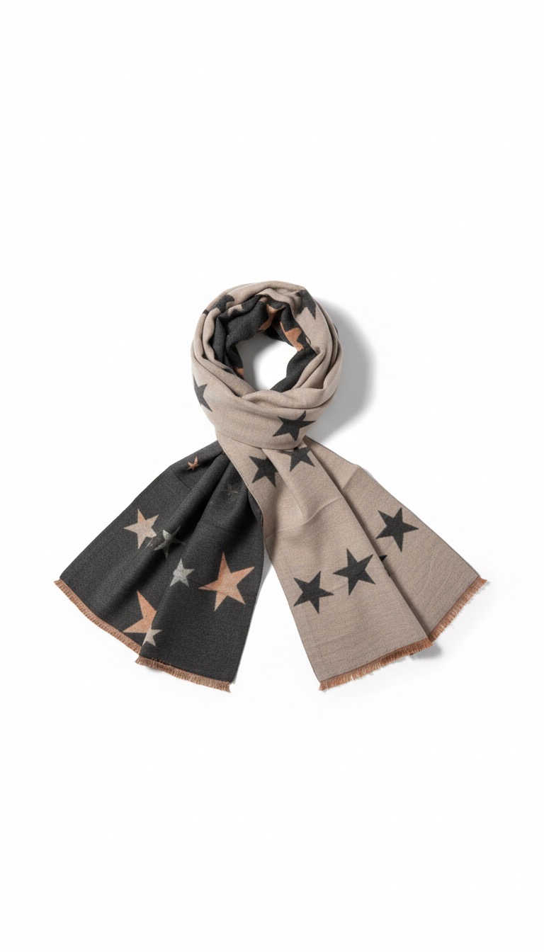 Φουλάρι Γκρι με Αστέρια – Cozy & Modern