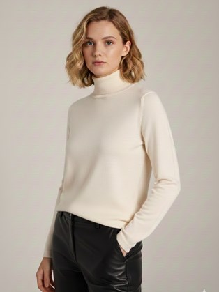 Μπλούζα με όρθιο γιακά Εκρου