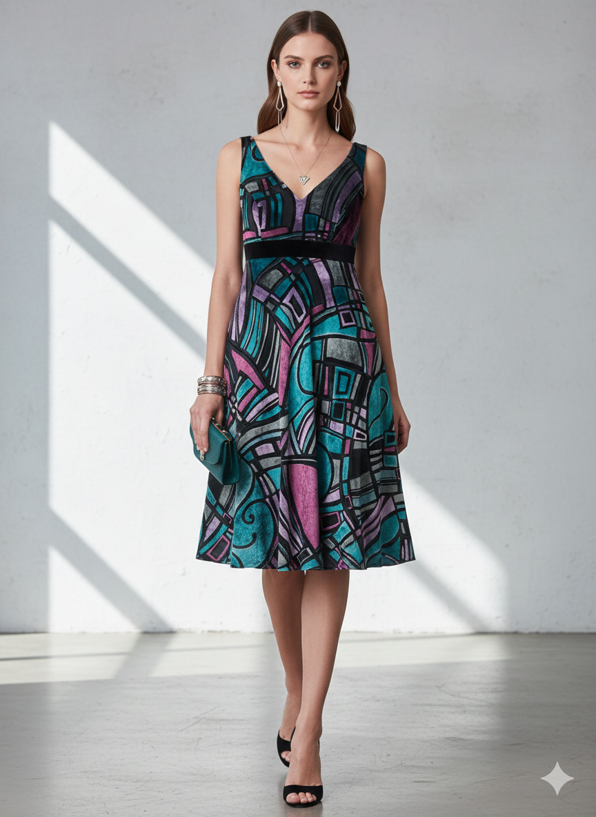 Μίντι Βελούδινο Φόρεμα με φουρό