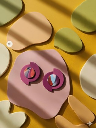 Happy Clay Σκουλαρικια απο πηλό Balance Magenta