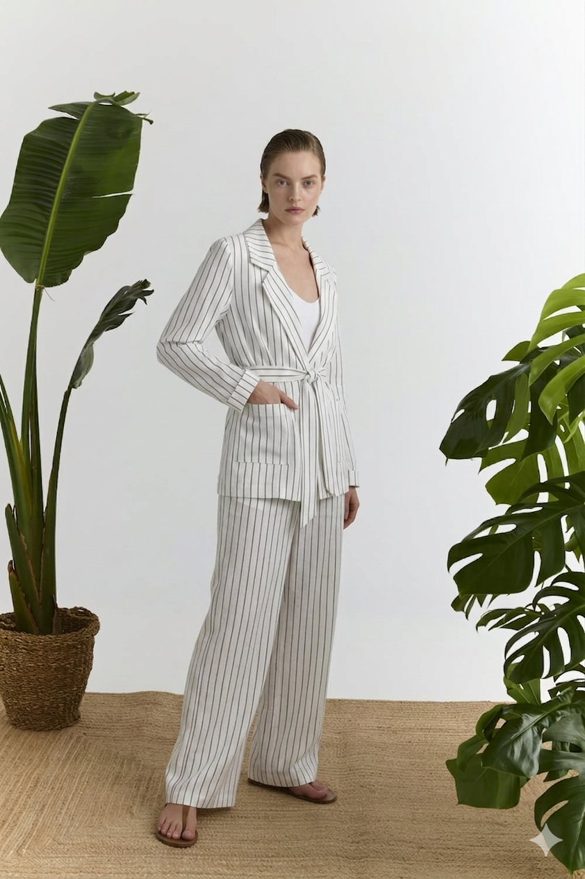 Ριγέ Παντελόνα Ψηλόμεση Marina V