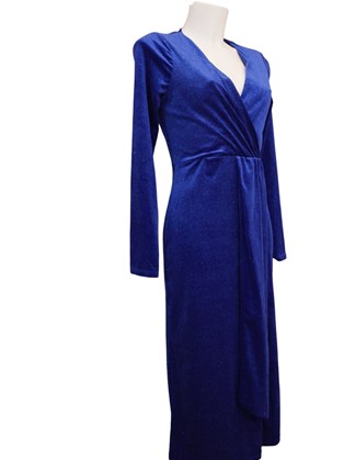 Midi Φόρεμα Κρουαζέ Βελούδινο Μπλε ρουά BQAD2201