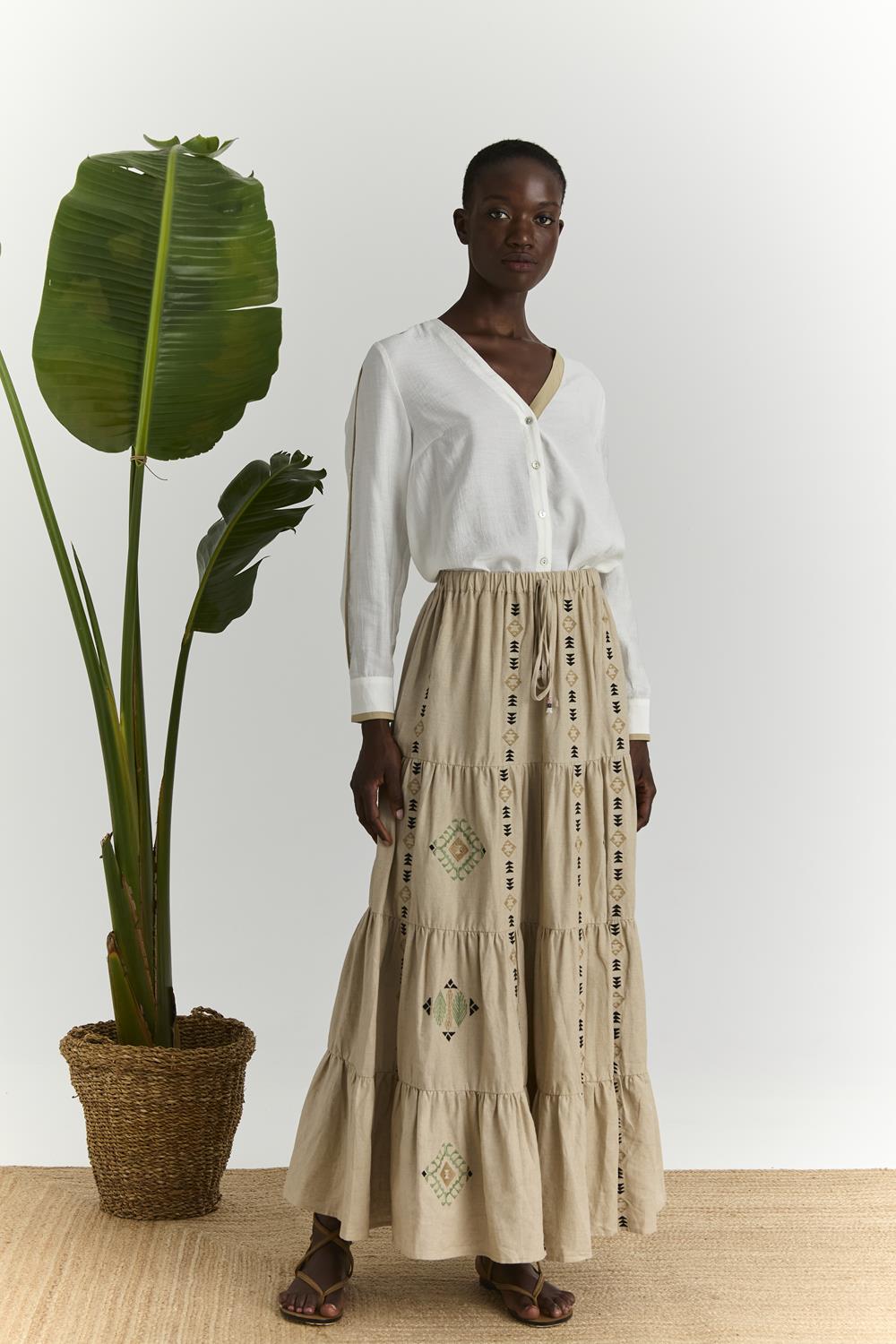 Μάξι Φούστα με Κέντημα 