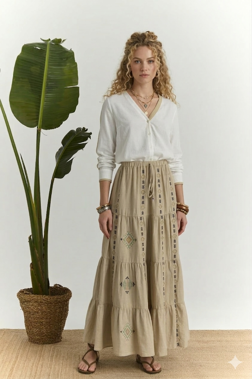 Μάξι Φούστα με Κέντημα 