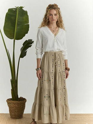 Μάξι Φούστα με Κέντημα 