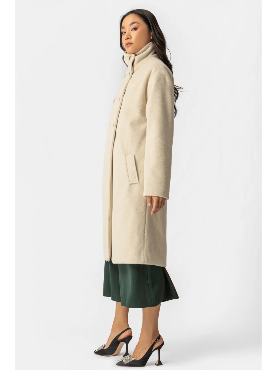 Παλτό Γκρι Βελούρ με πέτο και ζώνη