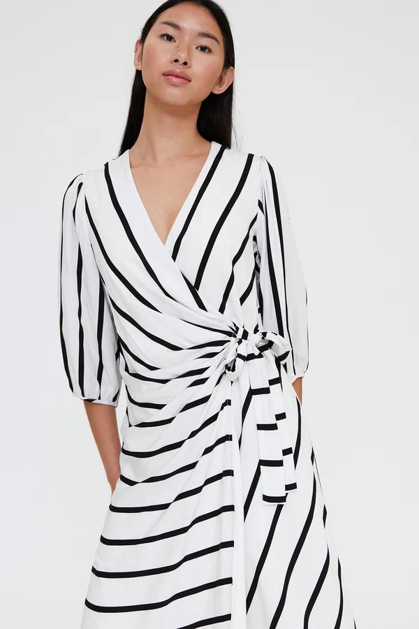 Wild Pony midi κρουαζέ φόρεμα ριγέ ασπρόμαυρο