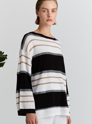 Πλεκτή Ανοιξιάτικη Ριγέ Μπλούζα Marina V