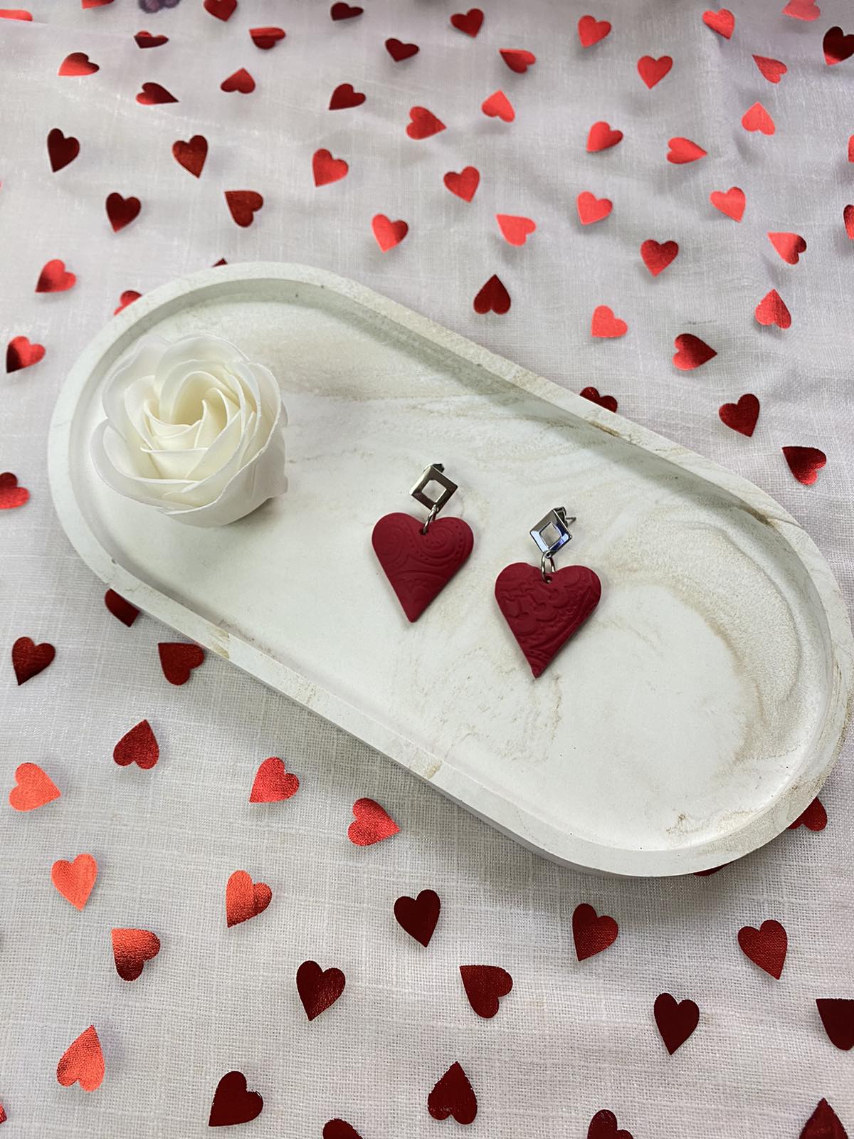 Heart Shape Clay Dangle Earrings