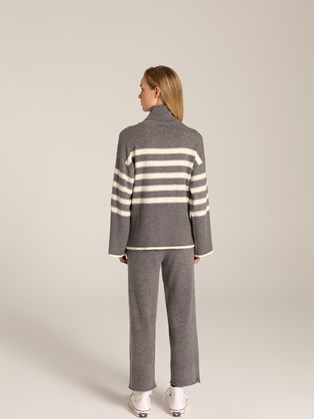 Γκρι Πλεκτό με Ριγέ Σχέδιο  Marina V Paris