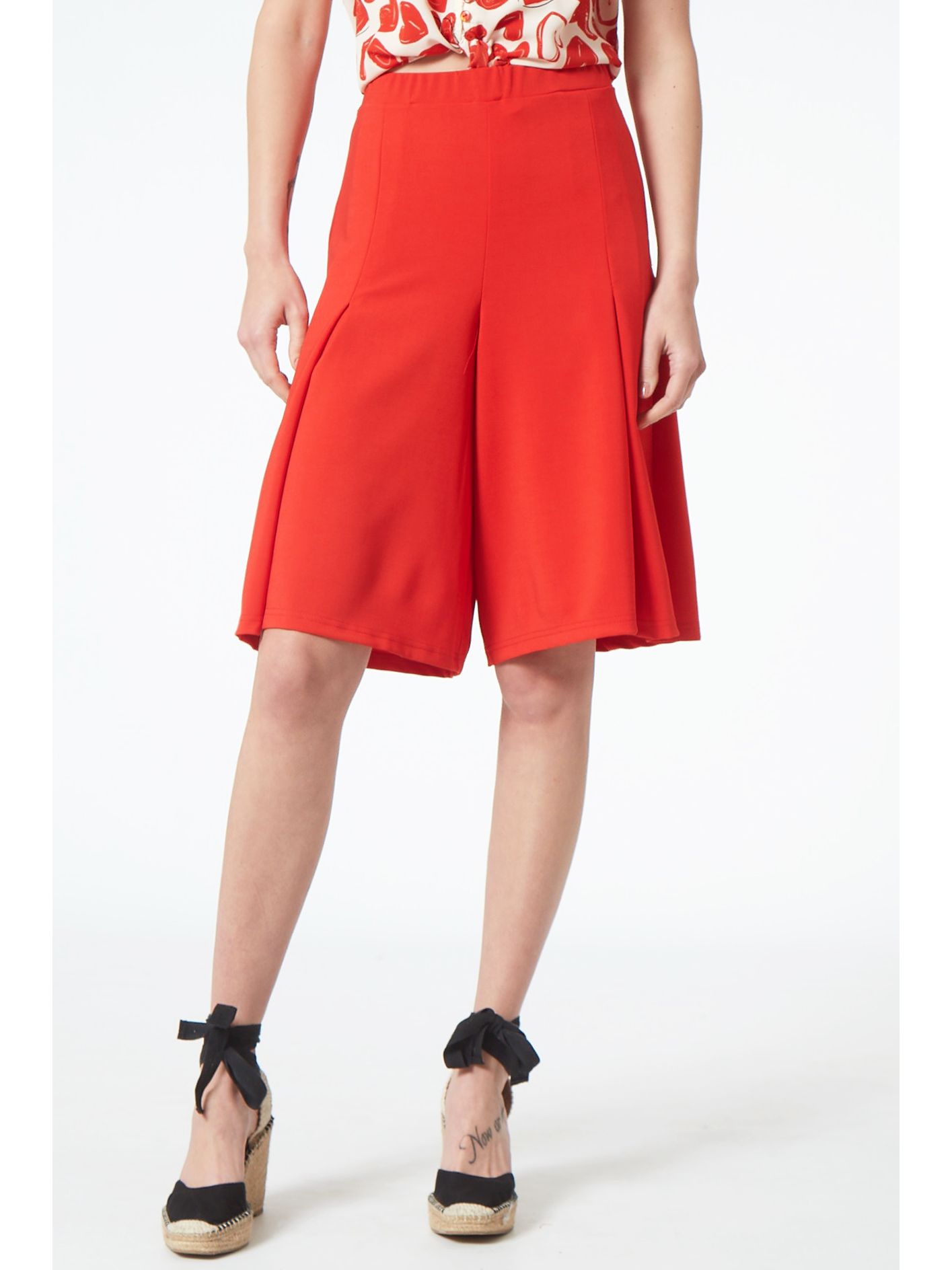 Zip Culotte Με κουφόπιετες T22213/RED