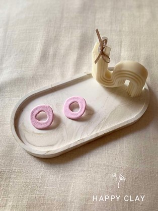 Happy Clay Earrings Pink Cycle