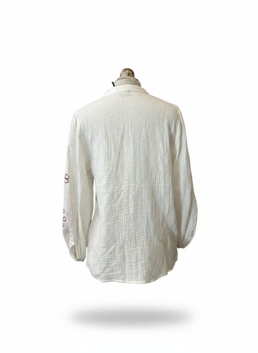 Βαμβακερή Πουκαμίσα με Κέντημα Marina V