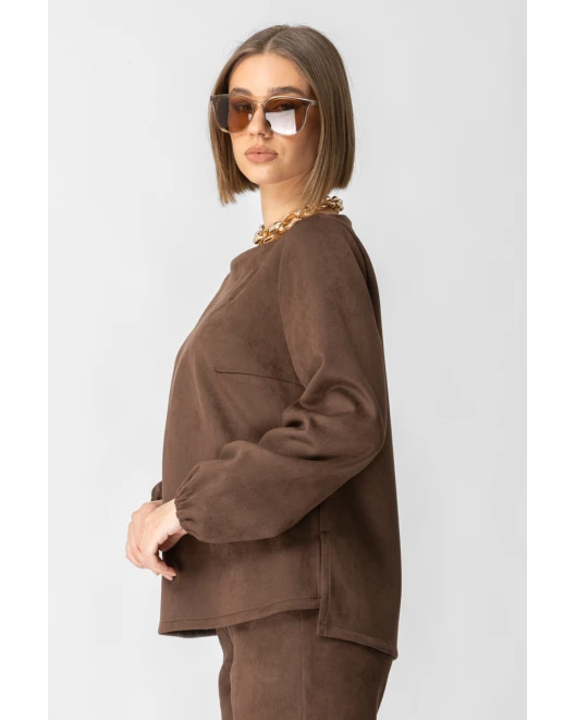 Μπλούζα Suede Scuba Καφέ