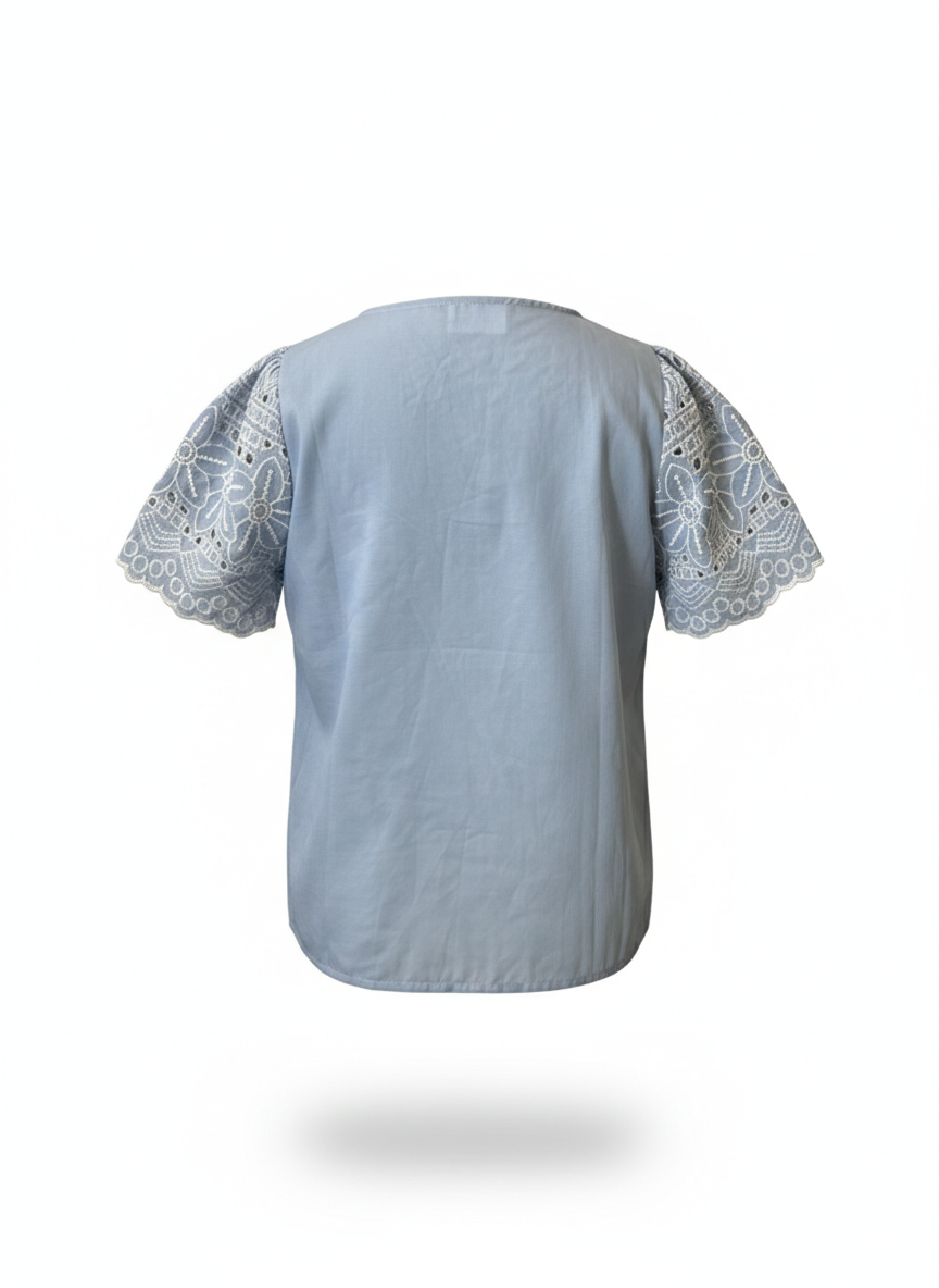 Κοντομάνικη Μπλούζα με Δαντέλα Marina V