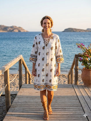 Λινό Boho Φόρεμα 