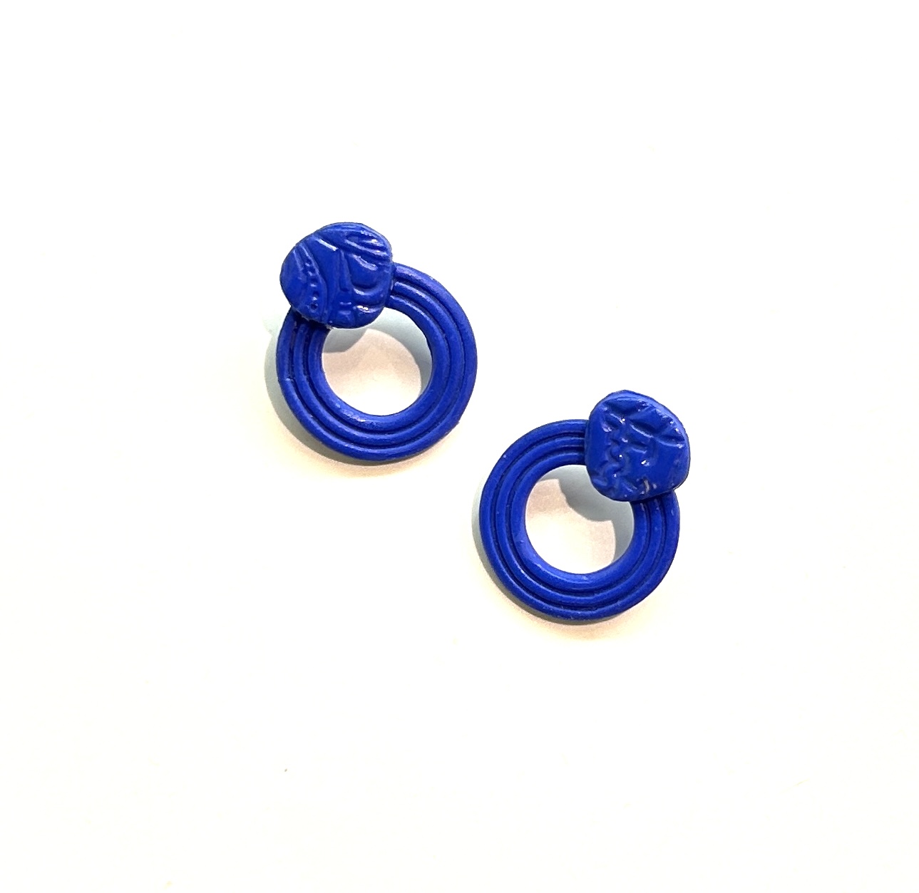 Ring Clay Earrings Blue