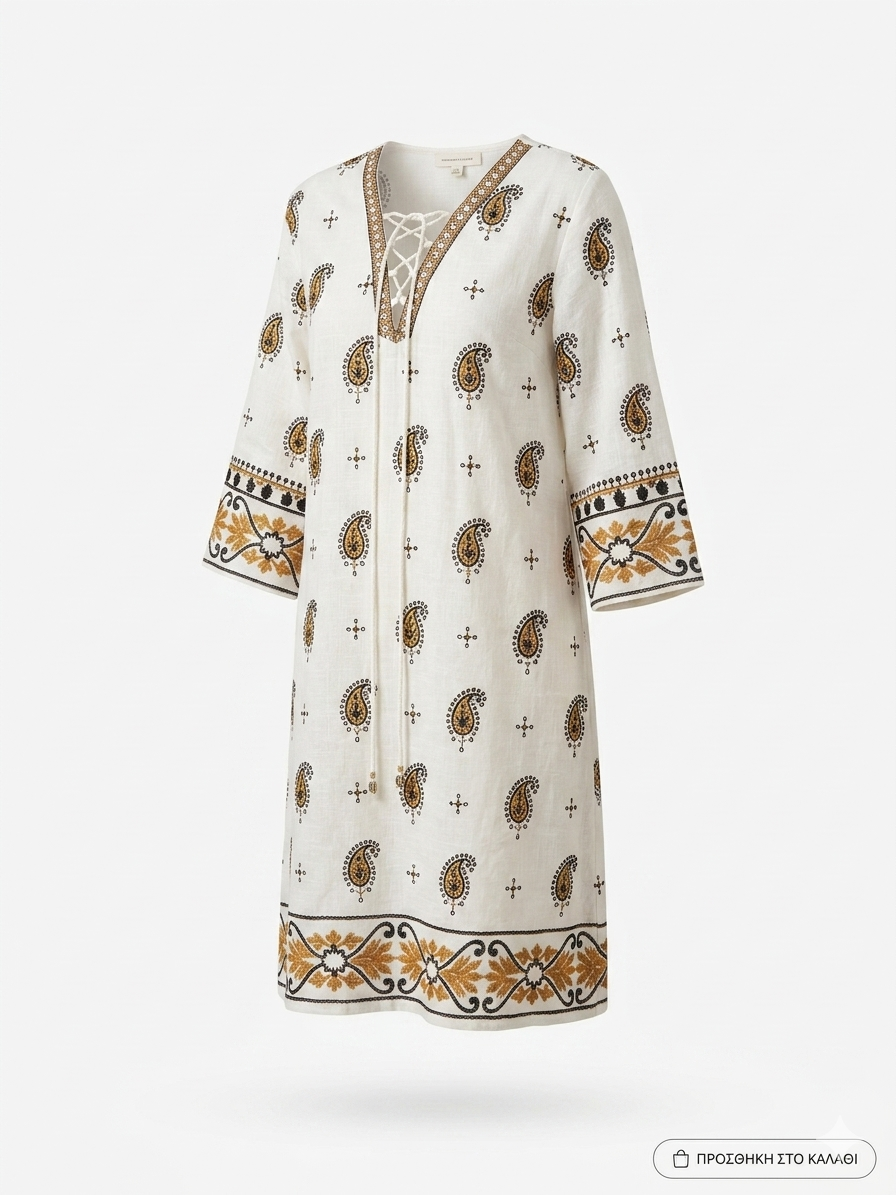 Λινό Boho Φόρεμα 