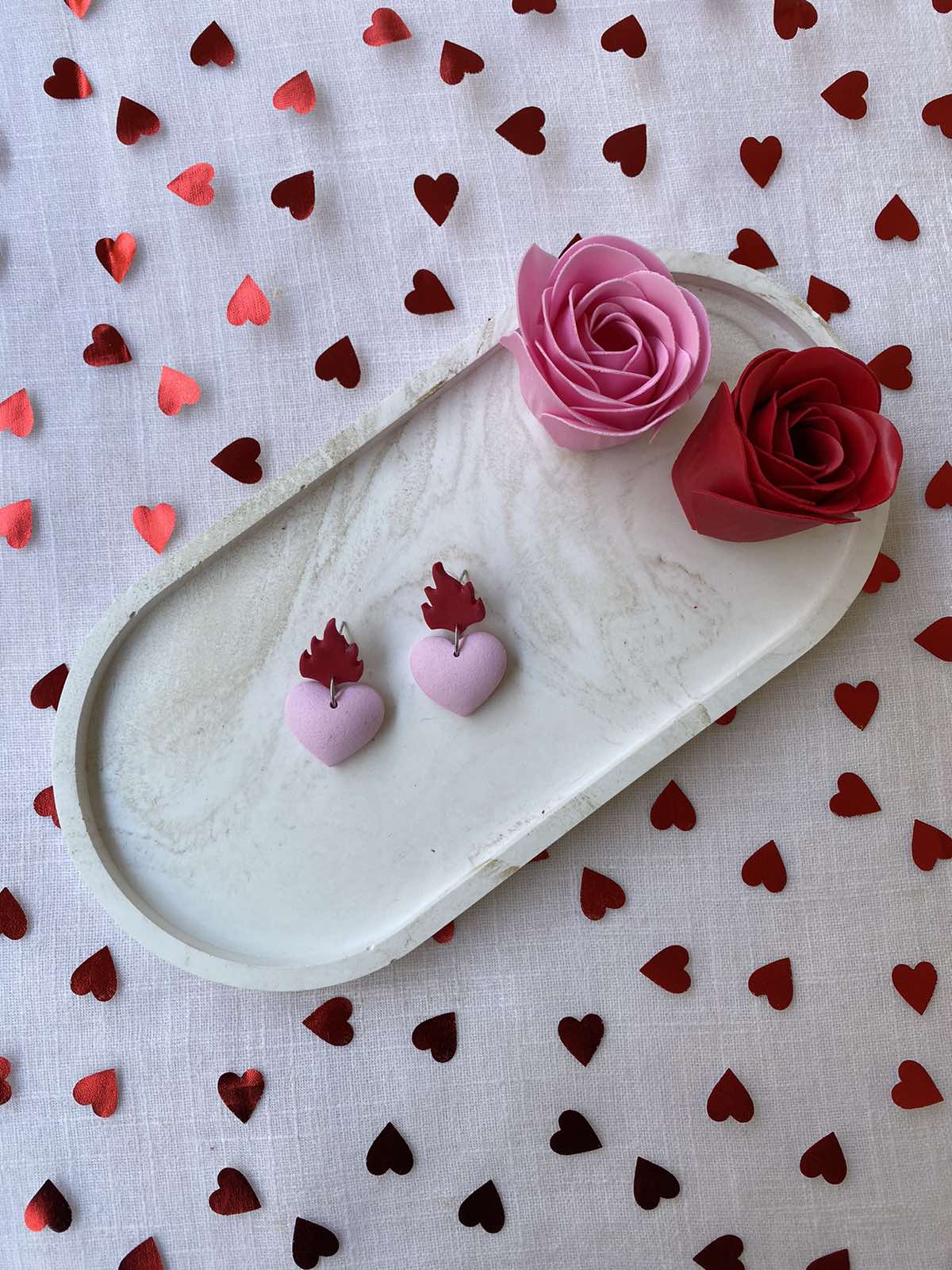 Earring heart shape Pink