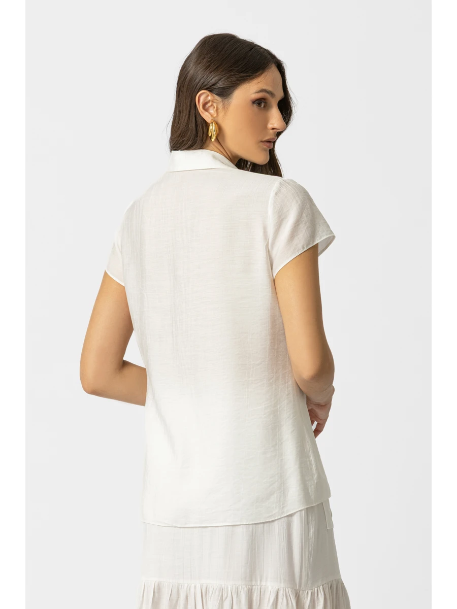 Λευκό γυναικείο πουκάμισο κοντομάνικο