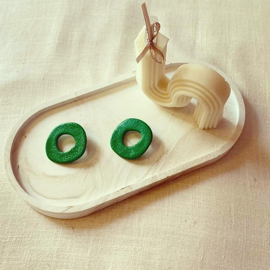 Happy Clay Earrings Green Cycle