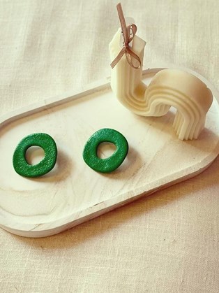 Happy Clay Earrings Green Cycle