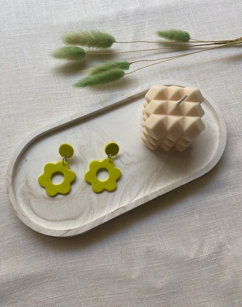 Happy Clay Earrings Yellow Daisies