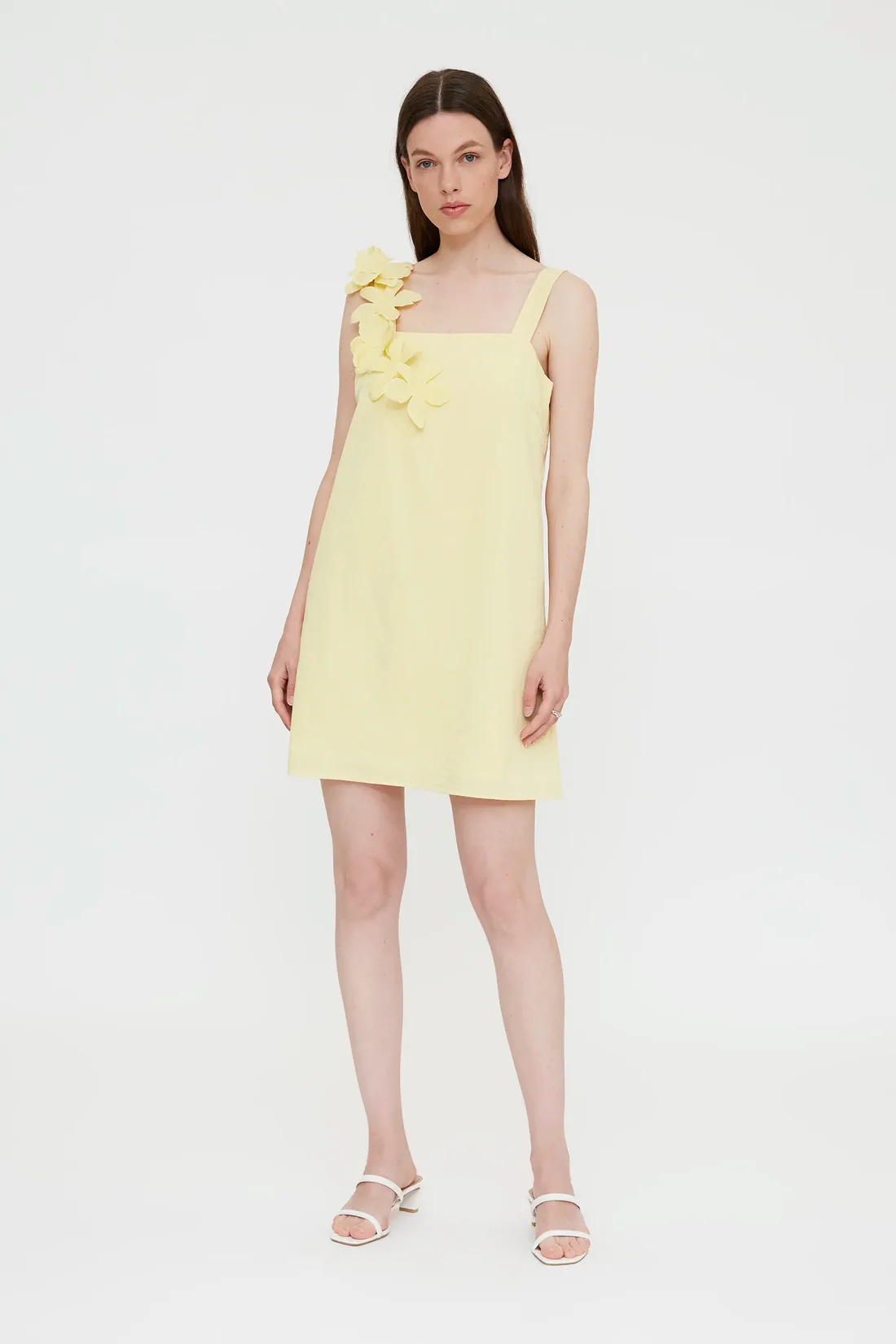 Mini φόρεμα κίτρινο με λουλούδια