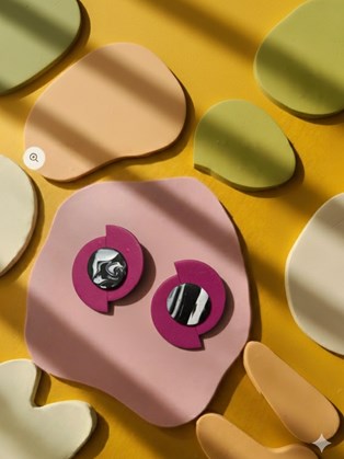 Happy Clay Σκουλαρικια απο πηλό Balance Magenta