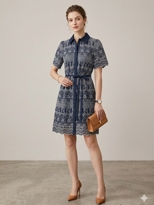 Φόρεμα δαντέλα Μπλε Marina V 