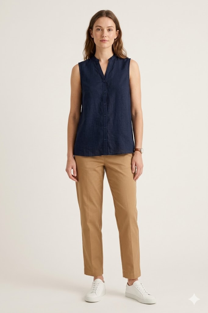 Μπλε Αμάνικη Πουκαμίσα Marina V