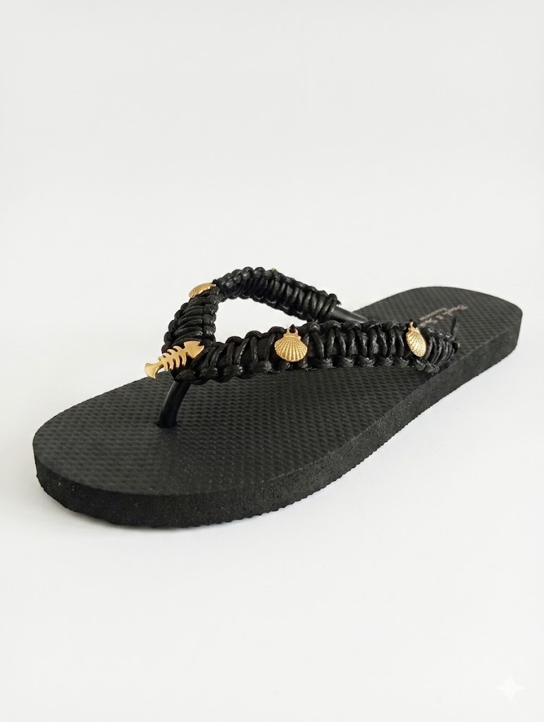 Flip Flop Macrame Black