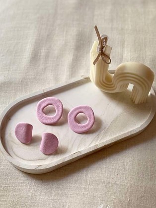 Happy Clay Earrings Pink Cycle