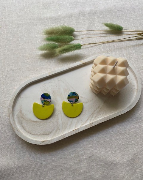 Happy Clay Yellow Earrings 