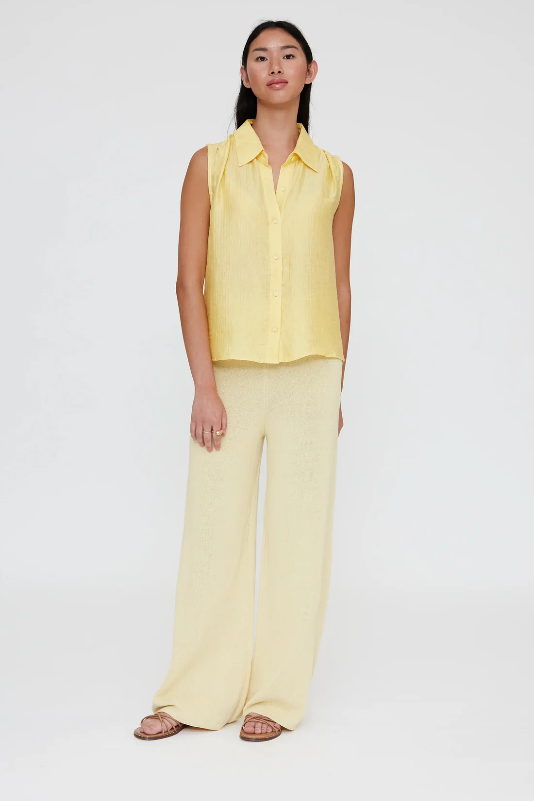 Aμάνικο πουκάμισο κίτρινο