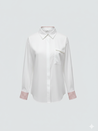 Βαμβακερό Πουκάμισο με ριγέ γιακά Marina V Paris