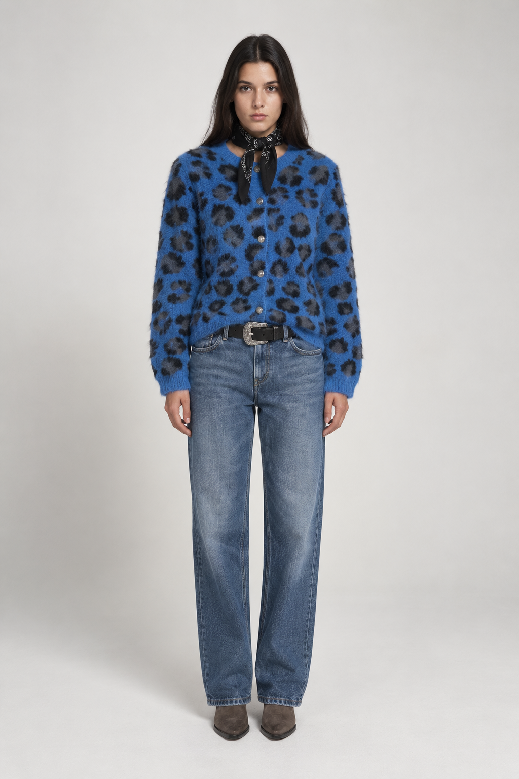 Γυναικεία Fluffy Πλεκτή Ζακέτα Animal Print Marina V Paris