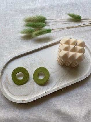 Happy Clay Earrings Light Green Cycle