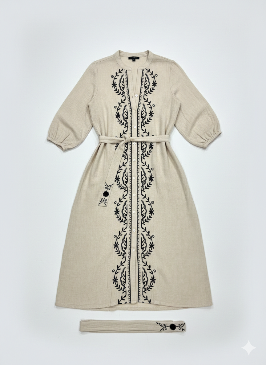 Μάξι Βαμβακερό Φόρεμα με Κέντημα MARINA V