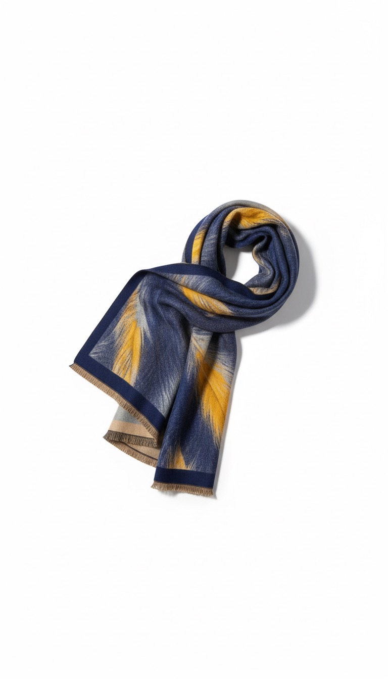 Φουλάρι Μπλε με Σχέδιο Φτερά – Chic & Ζεστό