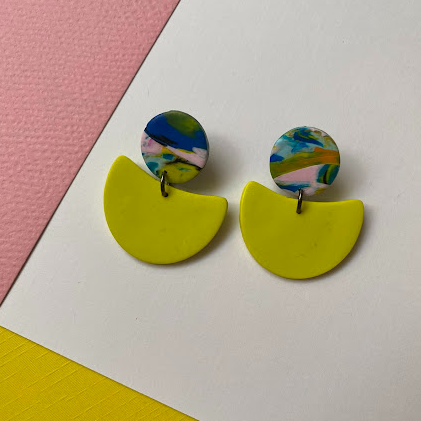 Happy Clay Yellow Earrings 