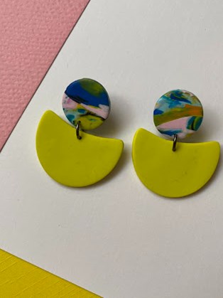 Happy Clay Yellow Earrings 
