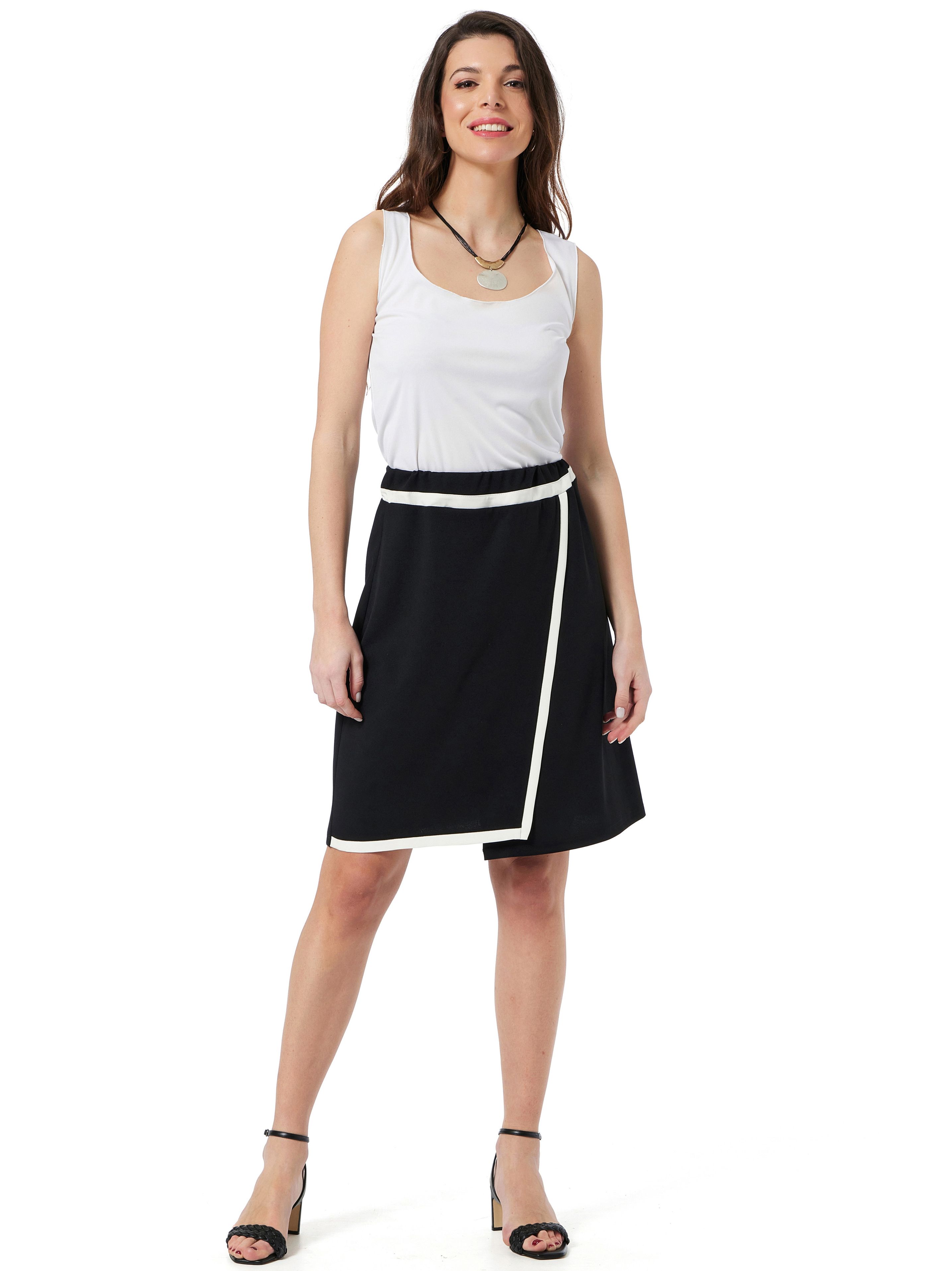 BLACK ENVELOPE SKIRT WITH OFF WHITE DETAILS