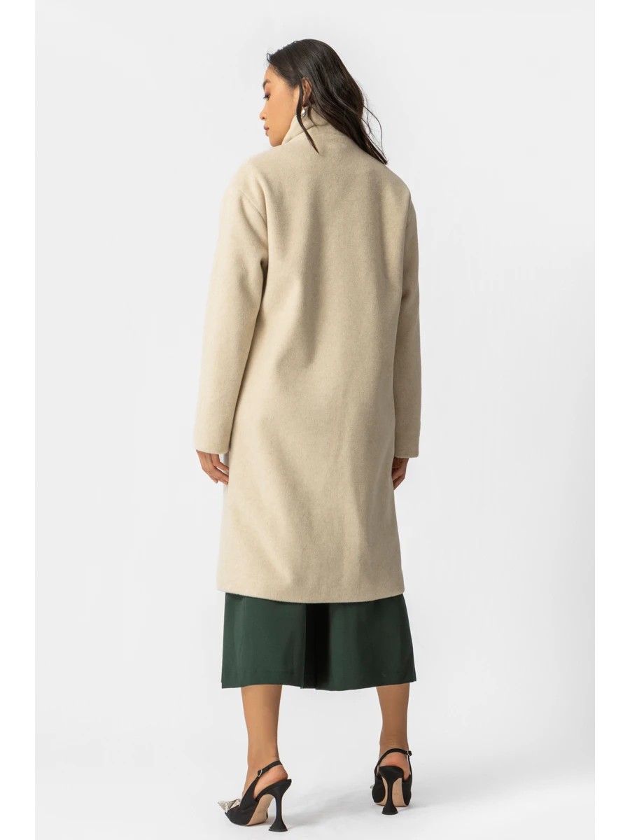 Παλτό Γκρι Βελούρ με πέτο και ζώνη