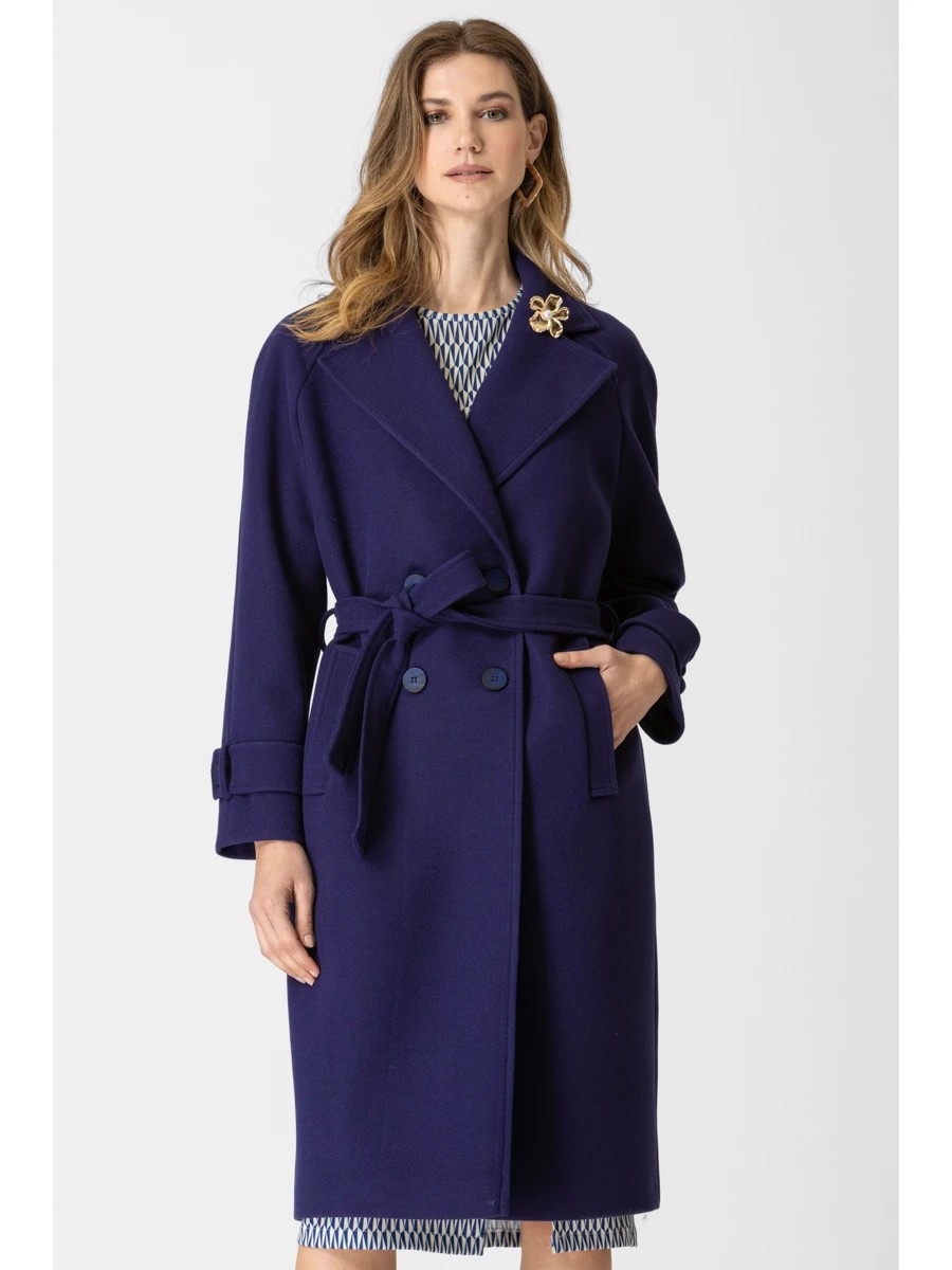 Παλτό Γκρι Βελούρ με πέτο και ζώνη