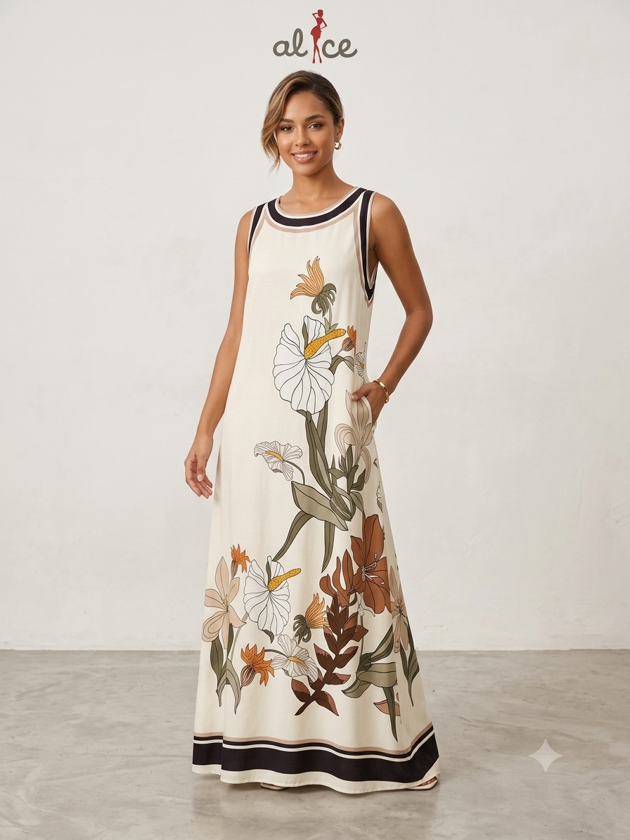 Τιραντέ Maxi Φόρεμα με Floral Print
