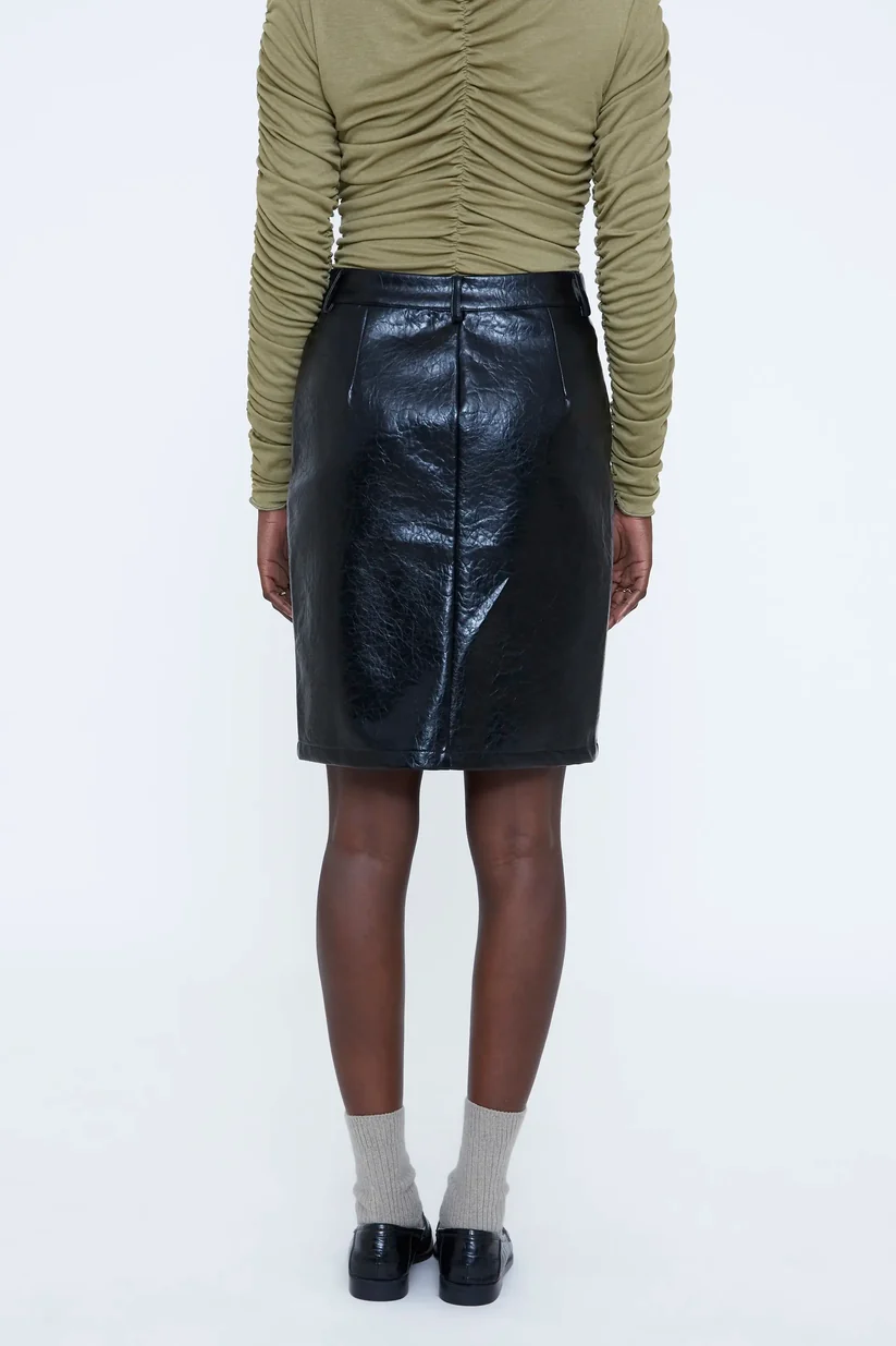 Wild Pony Μαύρη Faux Leather Midi Φούστα